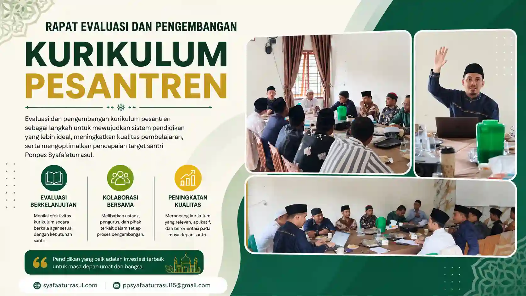 Rapat Evaluasi dan Pengembangan Kurikulum Pondok Pesantren Syafa'aturrasul
